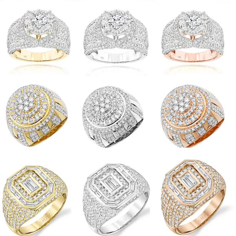 

Mifeiya Luxury Jewelry Hot Sale Elegant Geometric Full White Round Zirconia Crystal Male Ring for Women Men Party Jewelry