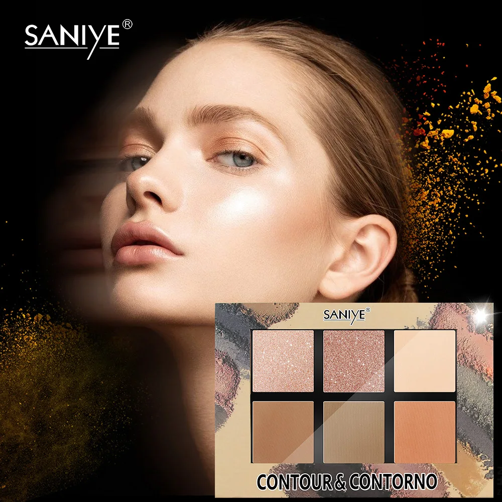 

SANIYE 6 цветов профессиональный макияж консилер пудра палитра контур для лица макияж поры макияж хайлайтер основа для лица