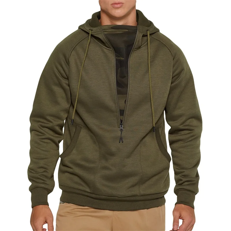 

Allthemen Men Army Green Fleece Hoodie Men European Style Thick Warm Hoodies Male Hooded Sweatshirt Zipper EU Size Solid