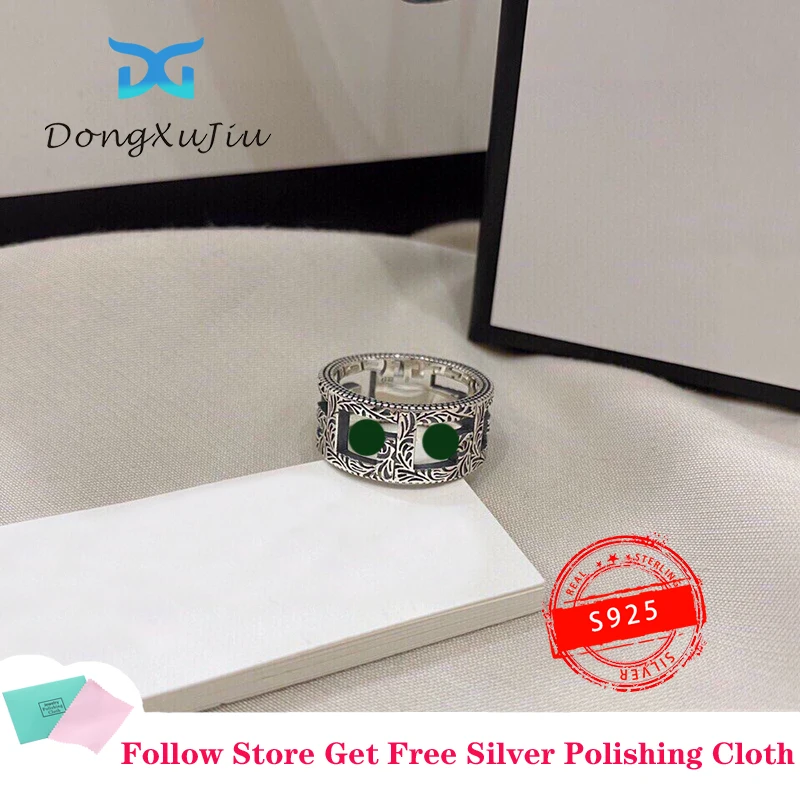 

Кольцо женское из серебра 925 пробы с буквой G и оригинальным логотипом