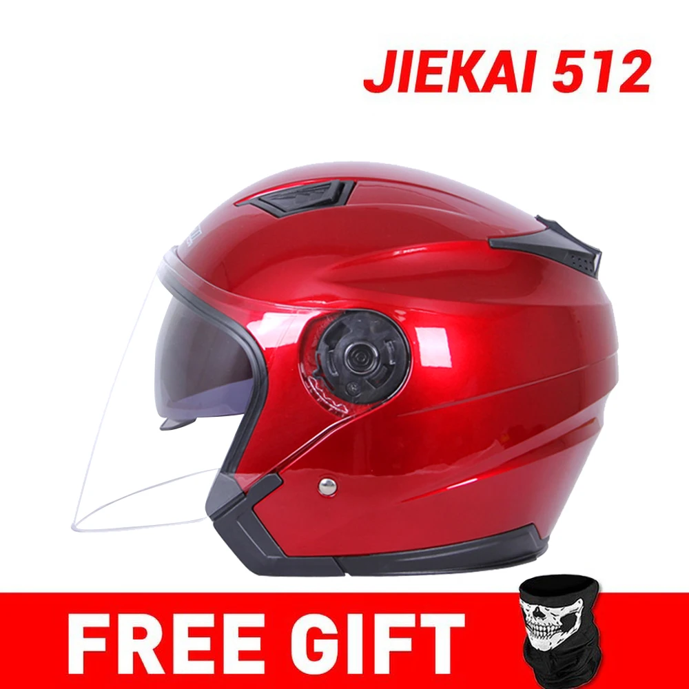 JIEKAI мотоциклетный шлем с открытым лицом Capacete мотоциклетный шлем Motocicleta Cascos Para мото гоночные мотоциклетные винтажные шлемы - Цвет: JK516-Red 2