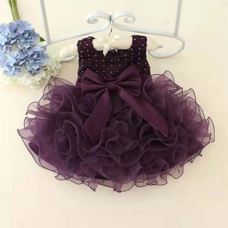Baby Girl Clothes Tulle Baptism Girl 1 Year Birthday Beaded Party Wedding Kids Costume Children's Toddler Clothing Vestidos