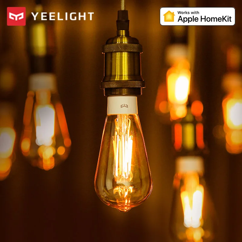 Yee светильник Smart LED лампа накаливания ST64 Ретро Эдисон теплый E27 6W 220V 2000K Wifi