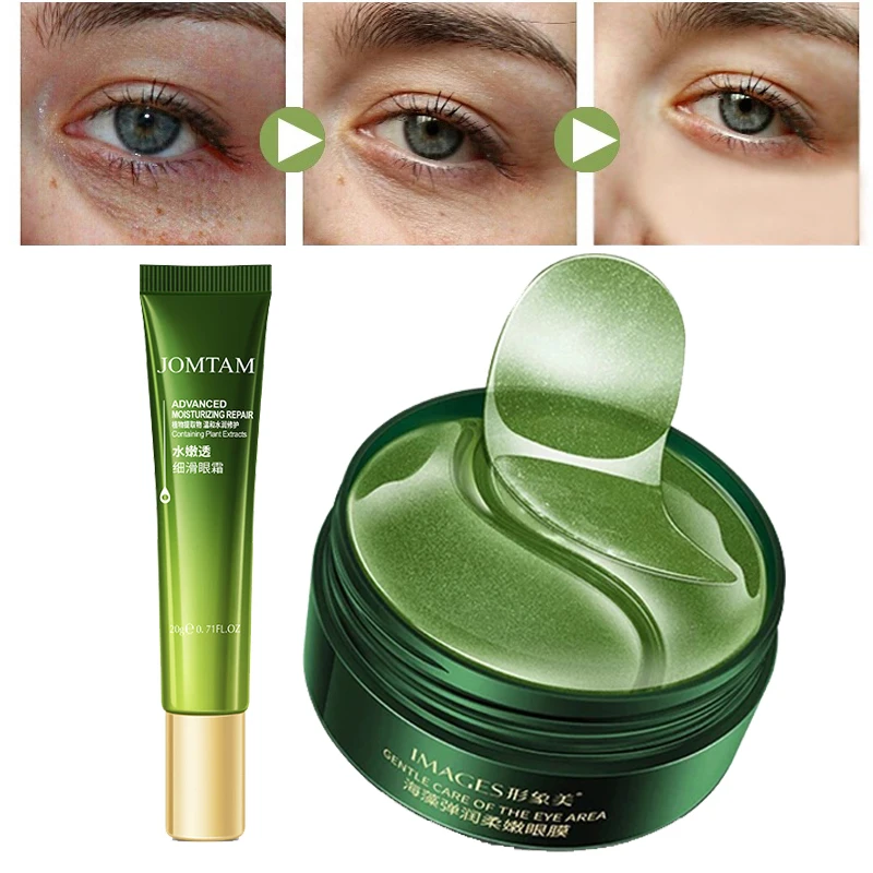 

60PCS Collagen Eye Mask Lady Hydrogel Moisturizing Gel Green Eyes Patches Remove Dark Circles Anti Age Bag Wrinkles Skin Care Q