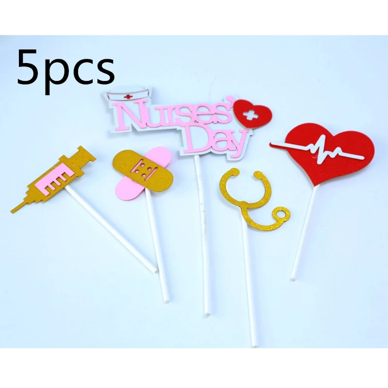 1 Set Cute Nurse Character Cake Toppers day Dessert Adorn card Flags Decor family Baking DIY Party Supplies | Дом и сад