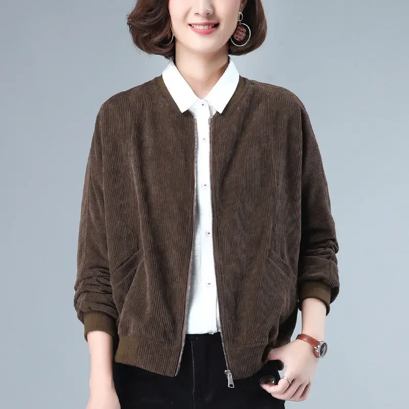 

2020 Jacket Women's Korean loose short autumn fashion corduroy large women's top 12330