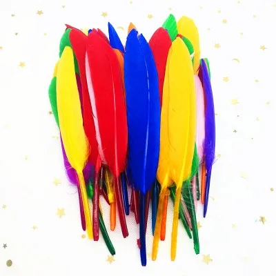 Золотые, серебряные, белые, розовые гусиные перья 10-15 см/4-6 дюймов, перья для рукоделия, украшения, аксессуары, свадебное украшение - Цвет: mix
