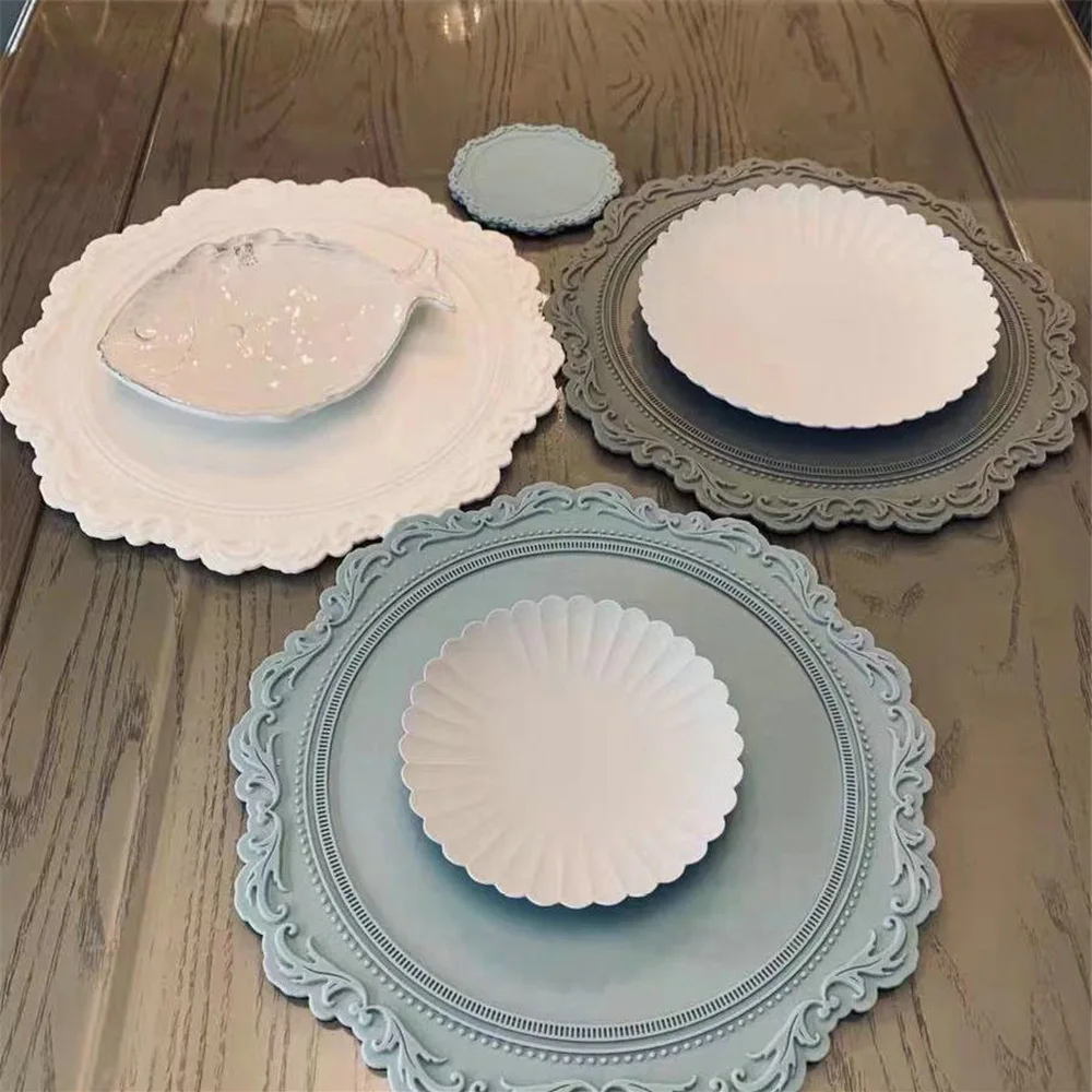 Белая силиконовая подставка под столовую посуду 35 см маслостойкая