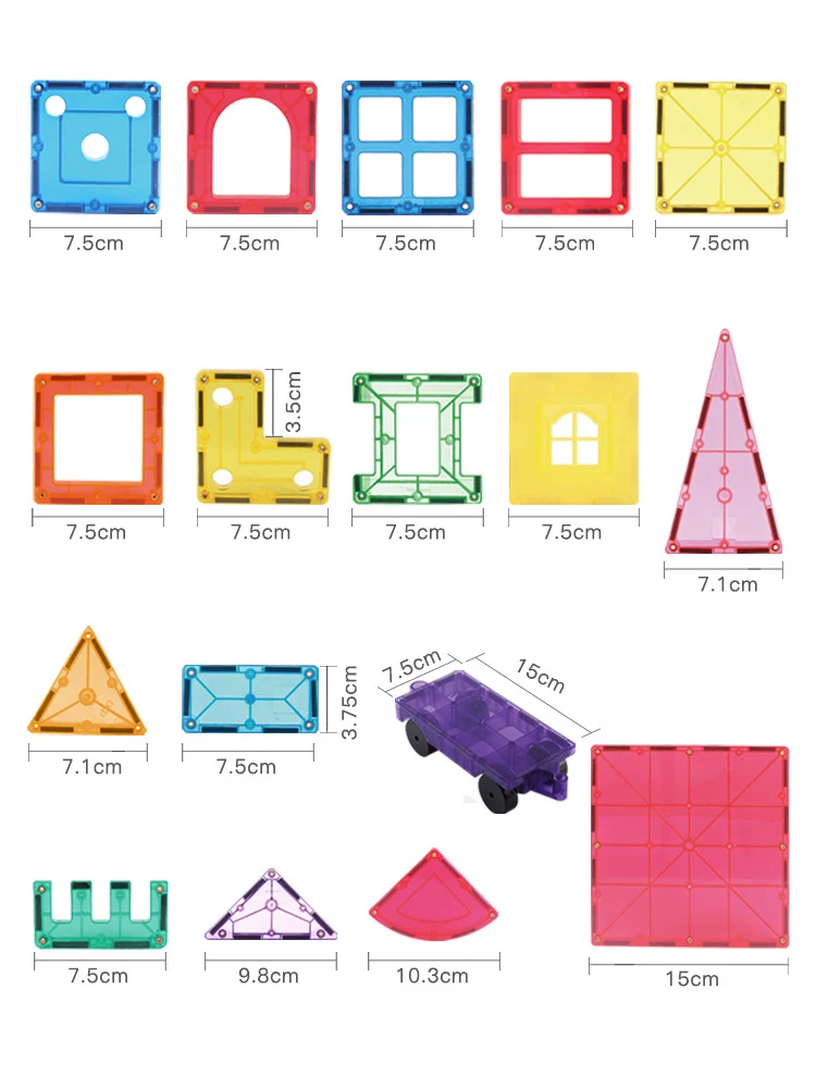 Пластиковая Магнитная Строительная плитка Магнитный блок игрушки прозрачная