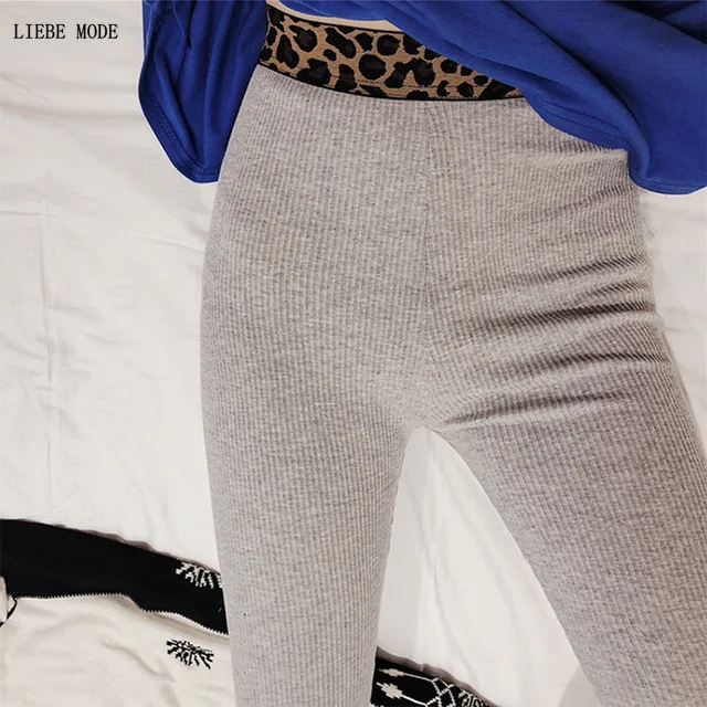 Женские леопардовые леггинсы с высокой талией брюки женские черные серые