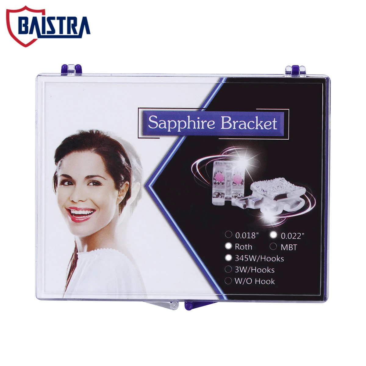 

20pcs Dental Bracket Monocrystalline Sapphire Ceramic Orthodontic Brace Mini Roth 0.022 Hooks 3 4 5 UR/LR 7-7 wtih 8 Buccal Tube
