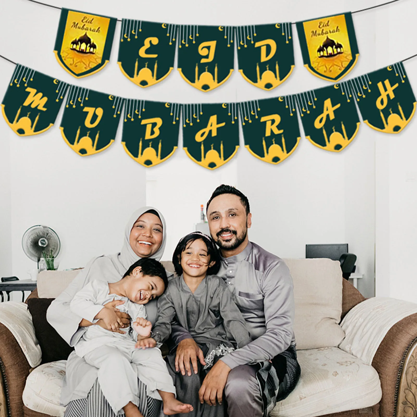 Ид аль-Фитр декоративный флаг треугольный Рамадан для вечерние Mubarak (12 штук