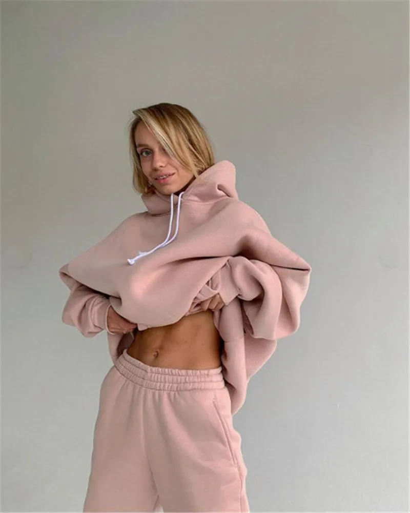 

Hoddies Tracksuit Women Set 2020 Autumn Winter Korean Two Piece Set Top and Pants Oversized Sweatershirt 2 Piece Set