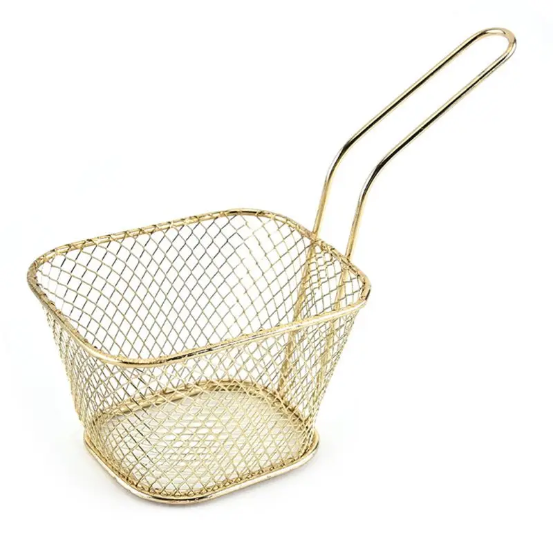 Portable Mini Chip Fryer French Fries Basket Frying Pan Filter Kitchen Cooking Chef Strainer Table Food Serving | Дом и сад