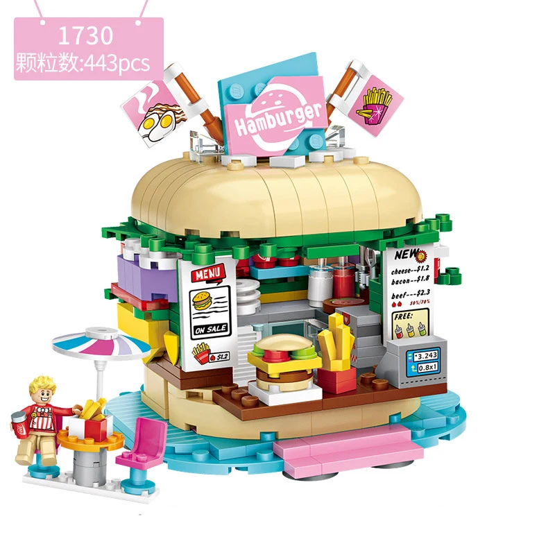 New LOZ Mini Blocks Amusement Park Drinks Shop Burger Model Kid Gift Plastic Building Toys Children | Игрушки и хобби