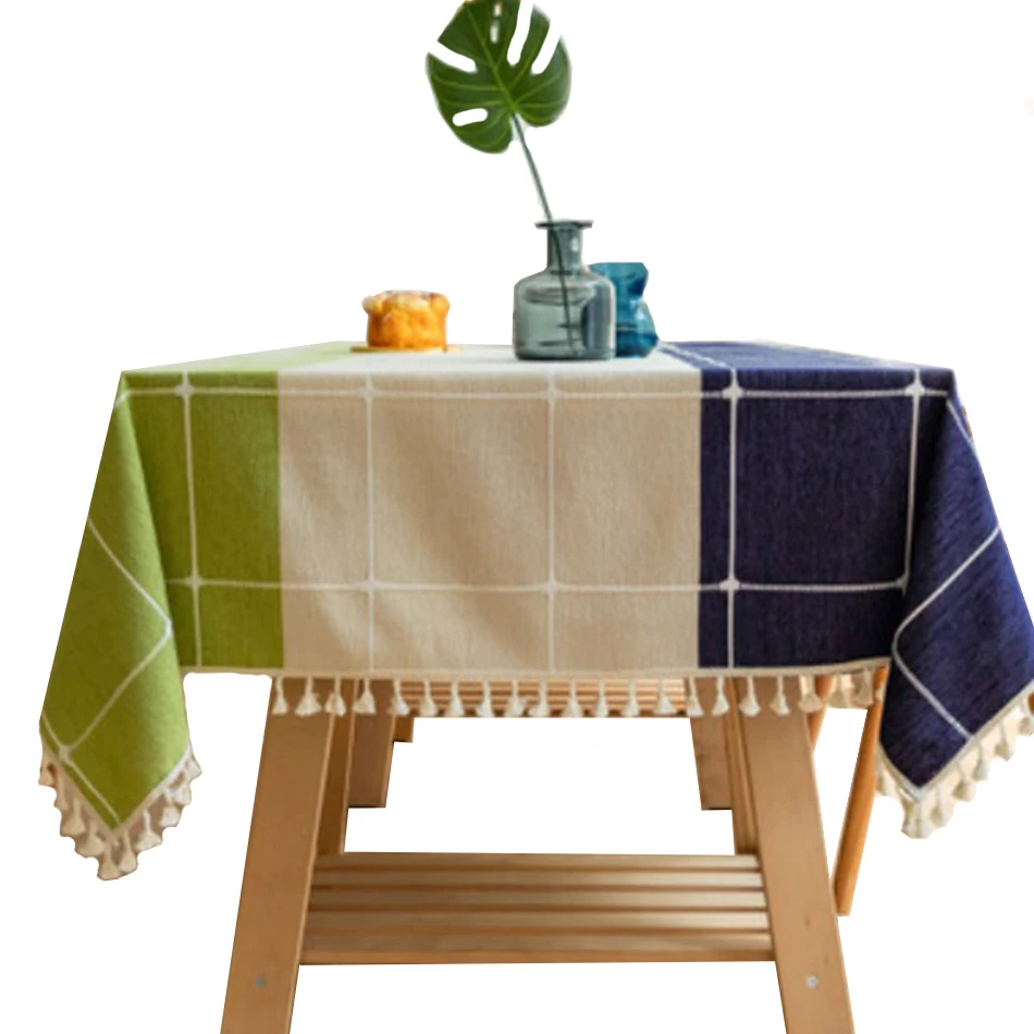 Прямоугольная скатерть из хлопка и льна в японском стиле для стола праздника