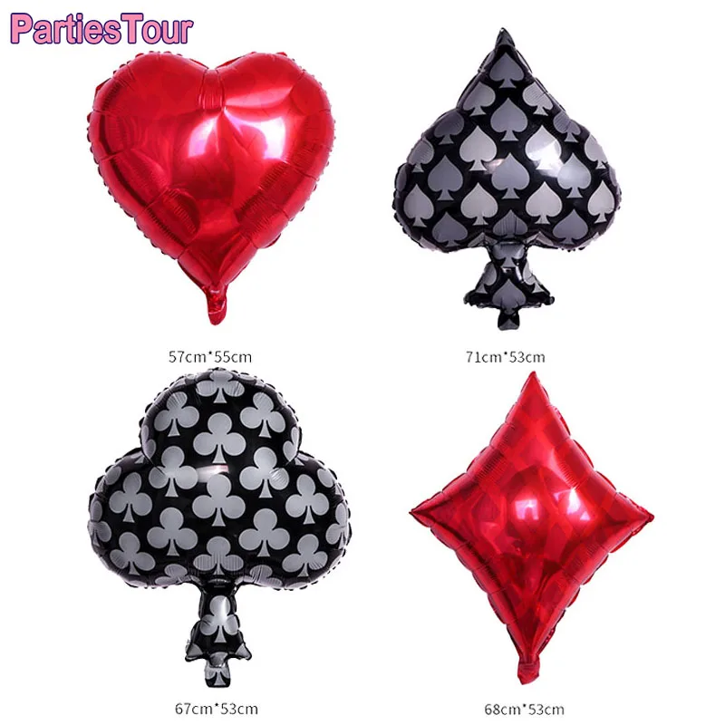 

Glitter Poker Balloons Hearts Clubs Diamonds Spades dice Ballon For Casino Theme Birthday Party Balloon Decorations Hen