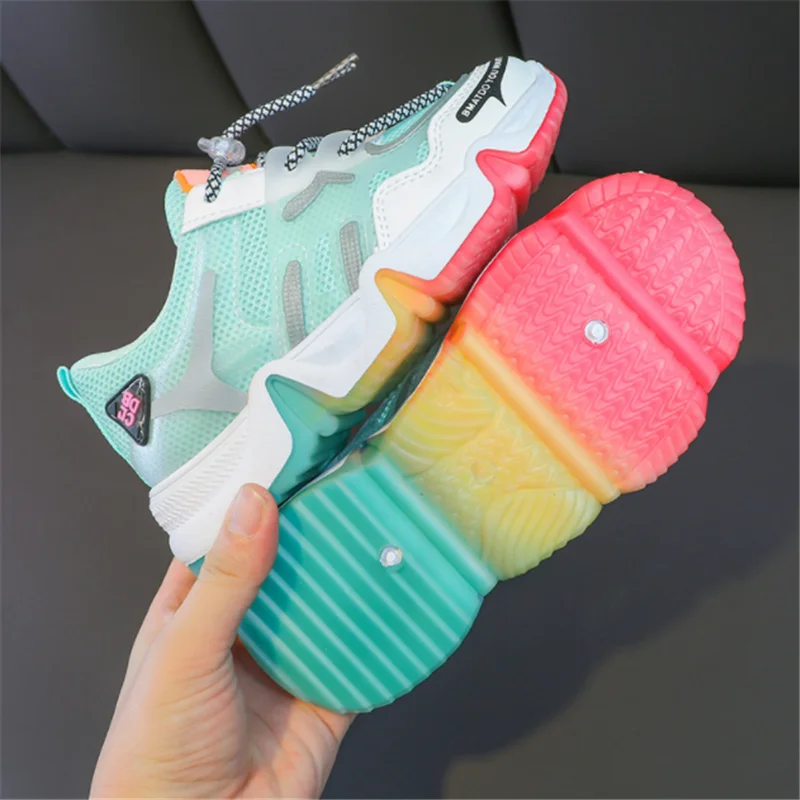 

New Children Mesh Shoes Boys Blue Sneakers Casual Fashion Pink Girls Flats Toddler Baby Student Sports Shoes Kids 03A