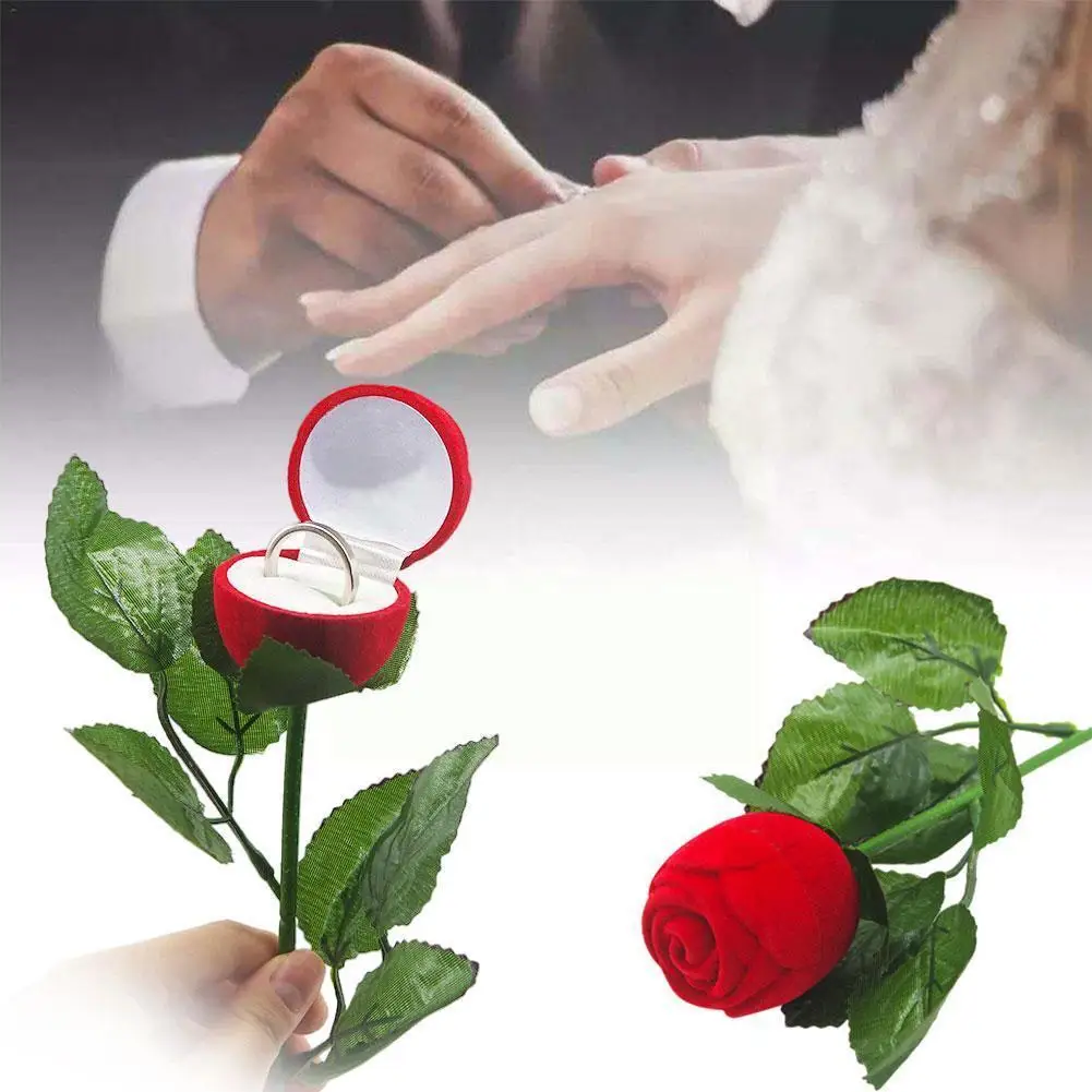 

1pcs Rose Ring Box Anniversaries Weddings Birthdays Proposal Romantic Box Ring Gift Flower Day Valentine's Love Red Jewelry H1p2