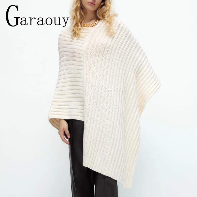 

Garaouy 2022 ZA новый весенний женский вязаный шарф шали Асимметричный вязаный Однотонный свитер шаль шикарные палантины женская накидка