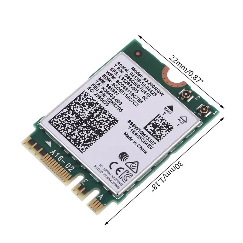 

AX200 Wireless Card with Kits PCIE X1 Adapter IPEX 4 Antennas 2.4Gbps Bluetooth-compatible 5.0 AX200NGW 802.11ax/ac MU-MIMO 2x2