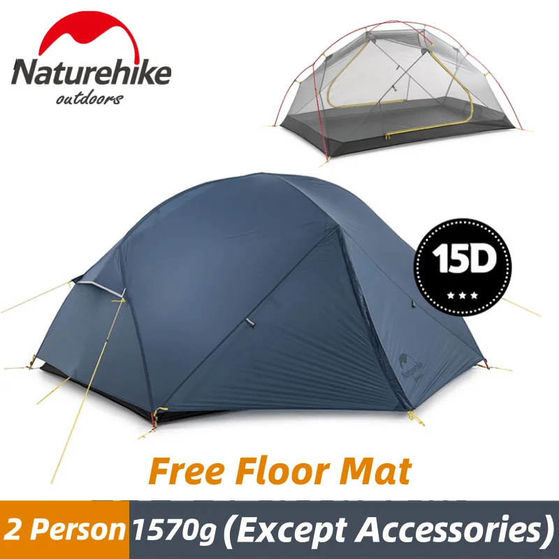 Палатка Naturehike Mongar туристическая на 2 3 человек нейлон 15D двухслойная Ультралегкая