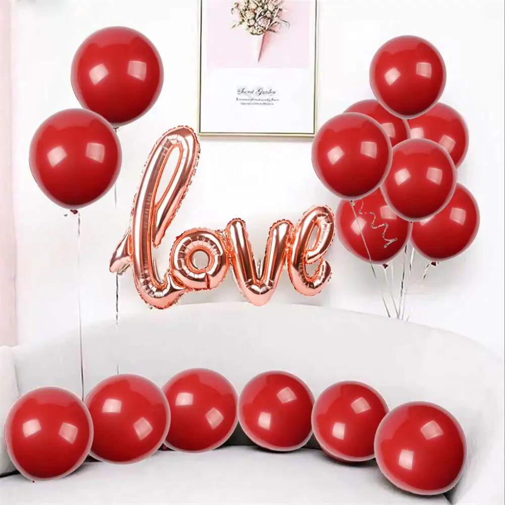 12 дюймов Свадебные однослойные гранатовые красные воздушные шары День Святого