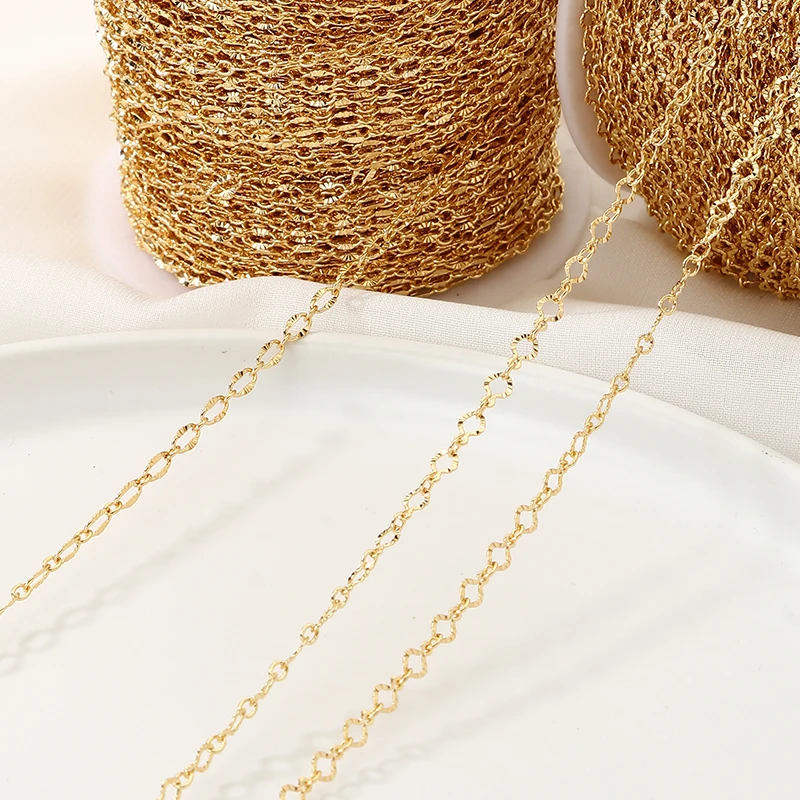 

Copper 14k Gold Plated Faceted Oval Chain Round Chain 1M For Jewelry Making DIY Necklace Earrings Bracelets Tassel Chain Spool