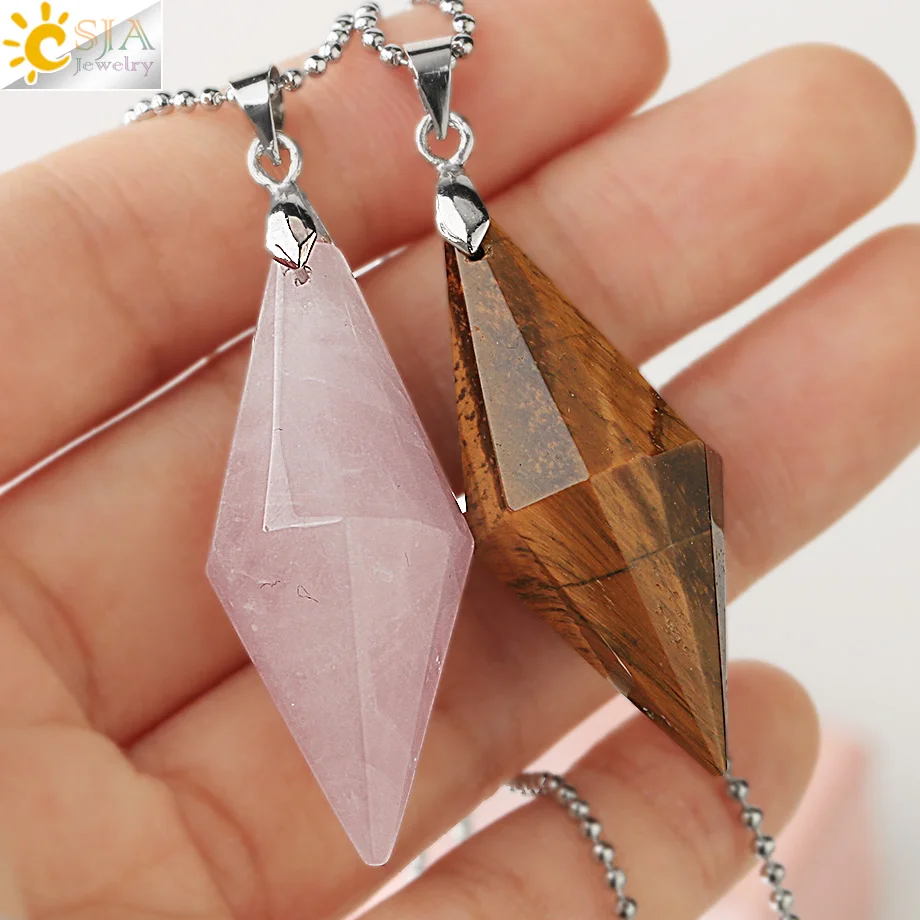 CSJA симметрия конус натуральный подвески с камнями ожерелья многогранные