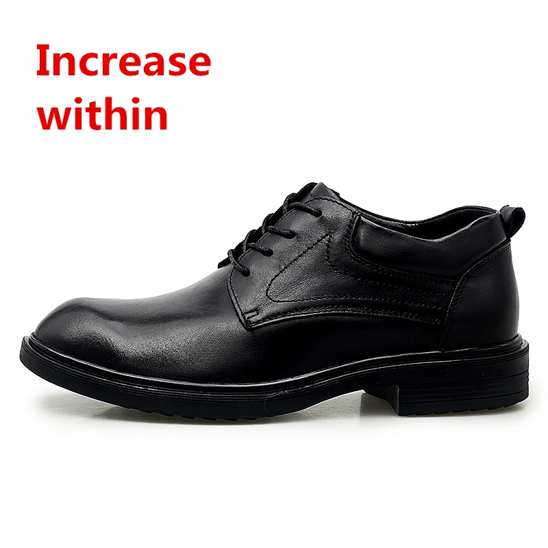 black Increase9520 1 Новые мужские деловые кожаные туфли мужские кожаные туфли высокого качества ручной работы модные повседневные Свадебные модельные туфли для торжеств размер 37-49 - Цвет: black Increase9520 1