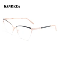 kandrea 2020 fashion women metal cat eye glasses frame high quality female myopia eyeglasses oversized design clear lens eyewear