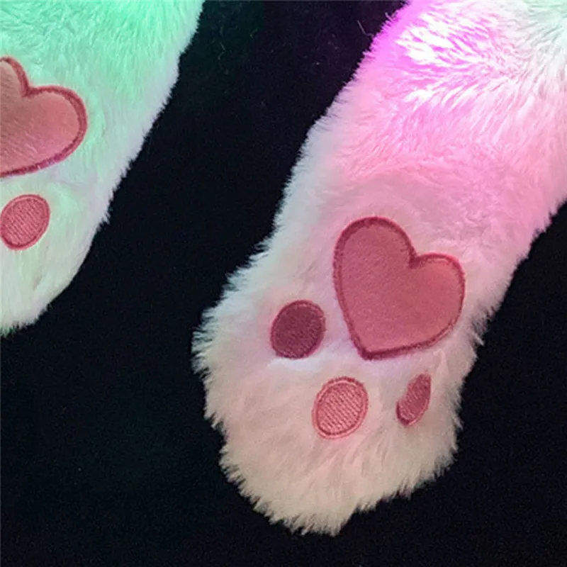 Забавная шапка для женщин дети светящаяся милый кролик плюшевые уши шапочки