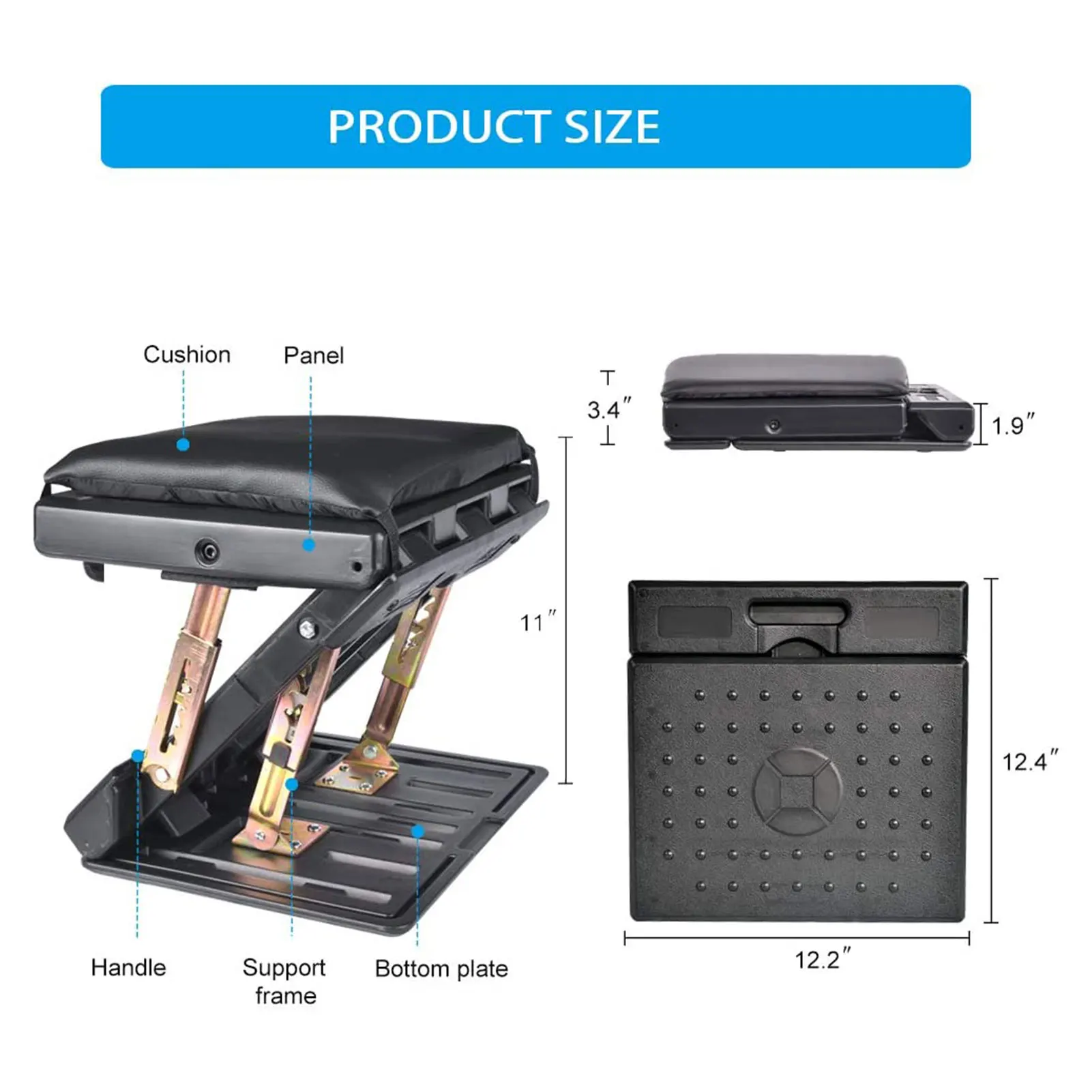 

Adjustable Footrest With Removable Soft Foot Rest Pad Max-Load 120Lbs Wiz Massaging Beads For Car Home Under Desk 4-Level Height