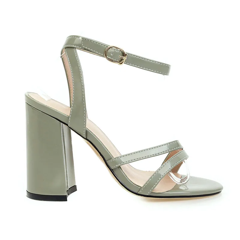 Meotina/Летние босоножки женская обувь из лакированной кожи на квадратном каблуке с