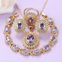 brazilian gold color jewelry set for women fashion wedding accessories sunflower hoop earrings and necklace big bracelet sets