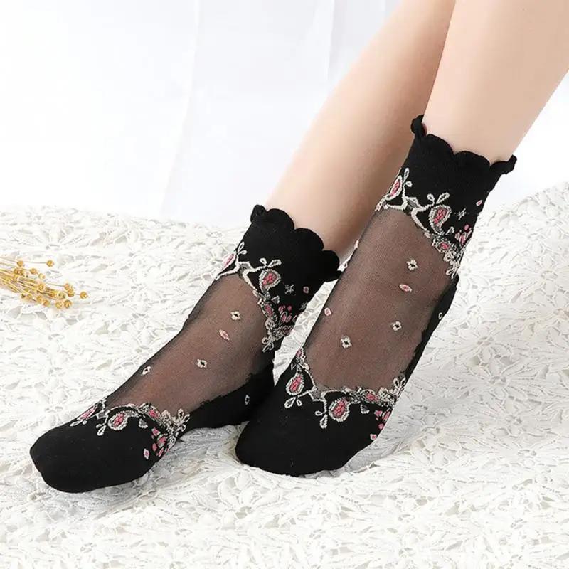 1 пара сетчатые летние очень тонкие удобные женские носки в стиле ретро модные