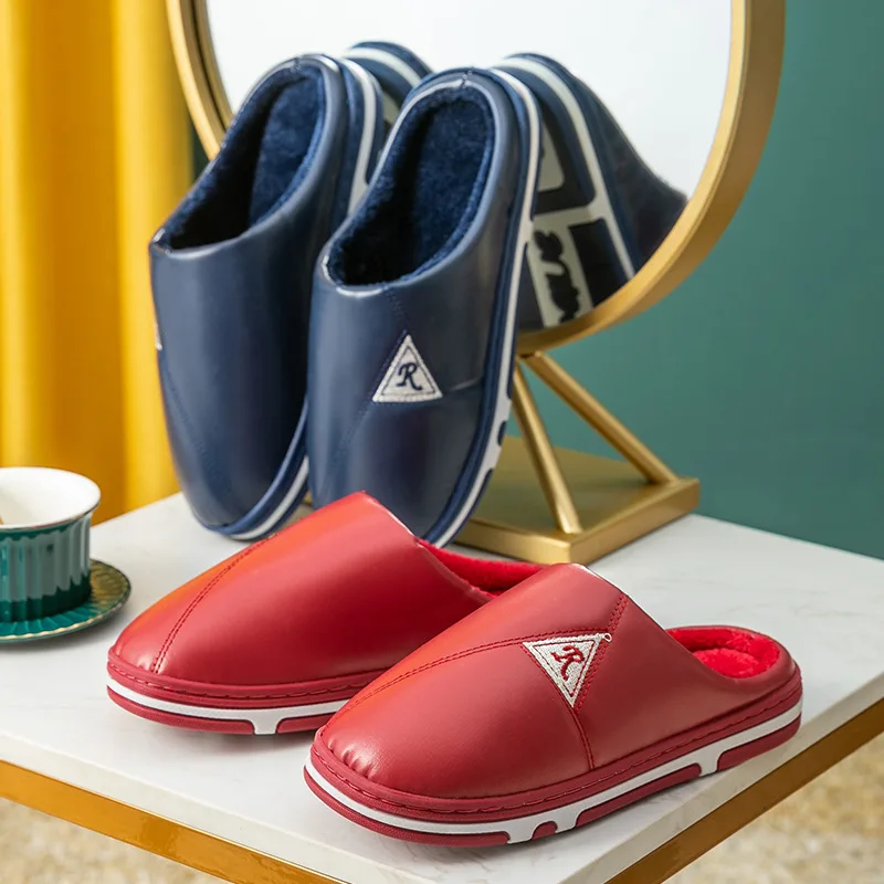 

Cotton Slippers Women's Winter Waterproof Drag Couple Home Warmth Thick-soled Indoor Non-slip Wool Support Shoes Men's Winter