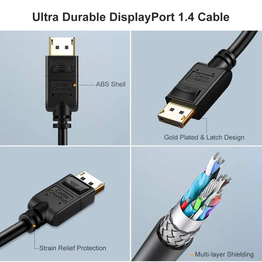 Кабель DisplayPort 8K 1 4 кабель DP/DP позолоченный с разрешением видео при 60 Гц 4K 144 2K 165 и