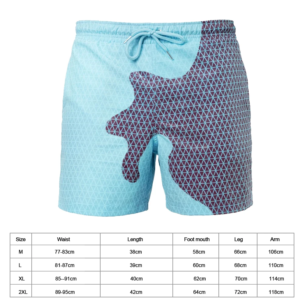 

Dropship 2021 Men's Summer Discoloration Swimming Trunks Magical Change Color Beach Shorts Quick Dry Tie Dye Bathing Short Pants