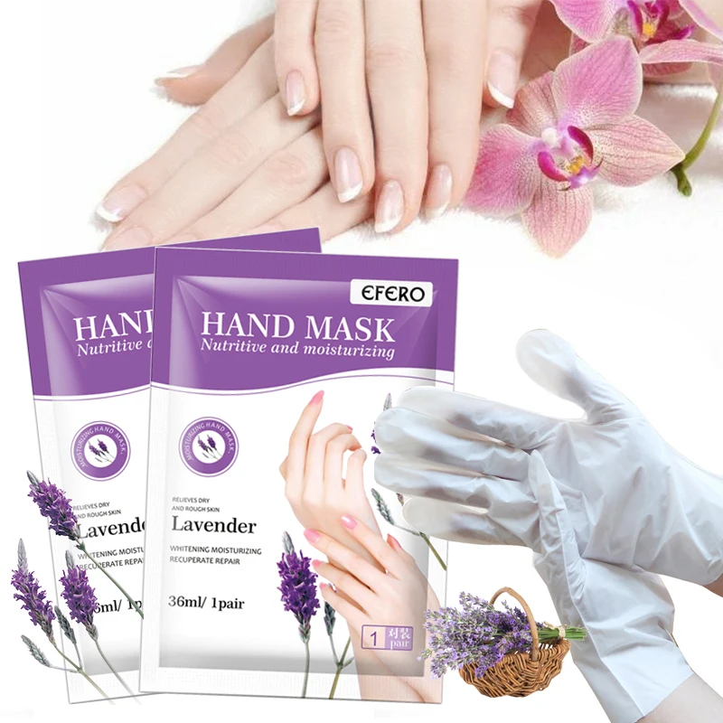 

EFERO 2pair Lavender Hand Mask Hands Gloves Whitening Moisturizing Dead Skin Peel Remover Anti-Wrinkle Whitening Skin Care