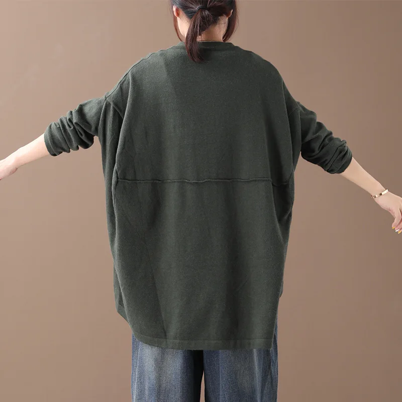 Women Sweater Autumn Winter Large size Loose Coat New Female Tops 2019 Cardigan Long-sleeved pocket Casual jackets |