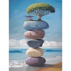 5d алмазная живопись полный дрель Приморский камень дерево домашний декор мозаика вышивка Пейзаж Вышивка крестиком пользовательская Алмазная картина