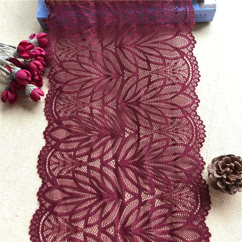 

G-5 20cm E2895 wine-red soft elastic lace ribbon garment Sewing Underwear Decoration Handcraft DIY