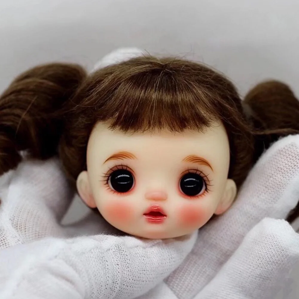 

OB11 Doll Head With Makeup 1/8 BJD Doll Head For Ball Joint Doll Head circumference 4-5inch With Wig 6.8.4