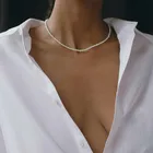 Ожерелье-чокер с жемчугом женское, элегантное свадебное ожерелье под золото с бусинами для девушек и женщин, бижутерия, 2021