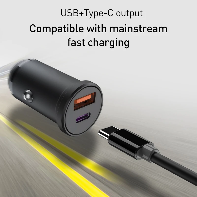 Автомобильное зарядное устройство PD 3 0 Mini 48 Вт с подсветкой двойной QC QC4.0 USB