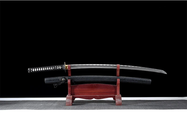 katana Полный Тан Катана японский самурайские мечи сложенные стальное лезвие ручной работы острый край черный цвет светильник деревянная оболочка - Цвет: katana
