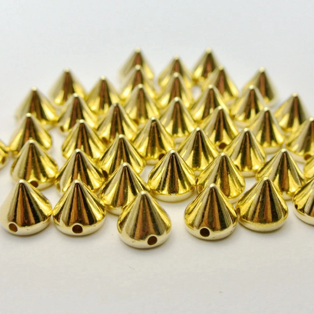 

200 Metallic Silver Gold Acrylic Rock Punk Spike Taper Stud Beads 6X6mm 8X8mm