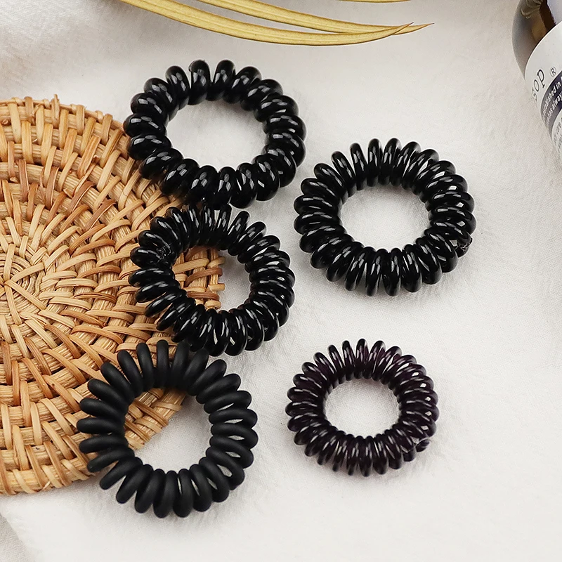 10Pcs/Lot New 11 Types Black Matte Telephone Cord Women Elastic Hair Rubber Bands Girls Tie Gum Ponytail Hair Accessories images - 6