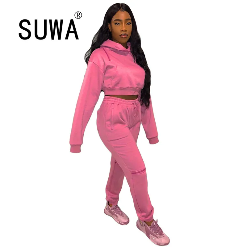 

Hot Recommend Style Two-piece Casual Fahsion Solid Zip Design Hooded Tracksuit Women Pant Set Lounge Wear Streetwear